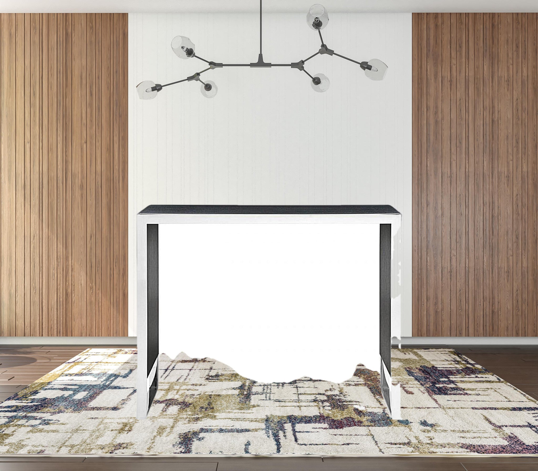 50" Black And Silver Rectangular High Top Bar Table