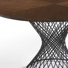 Walnut And Black Wood and Metal Hourglass Base Dining Table 54