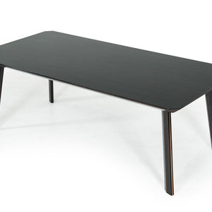 87" Black And Rose Gold Rectangular Dining Table
