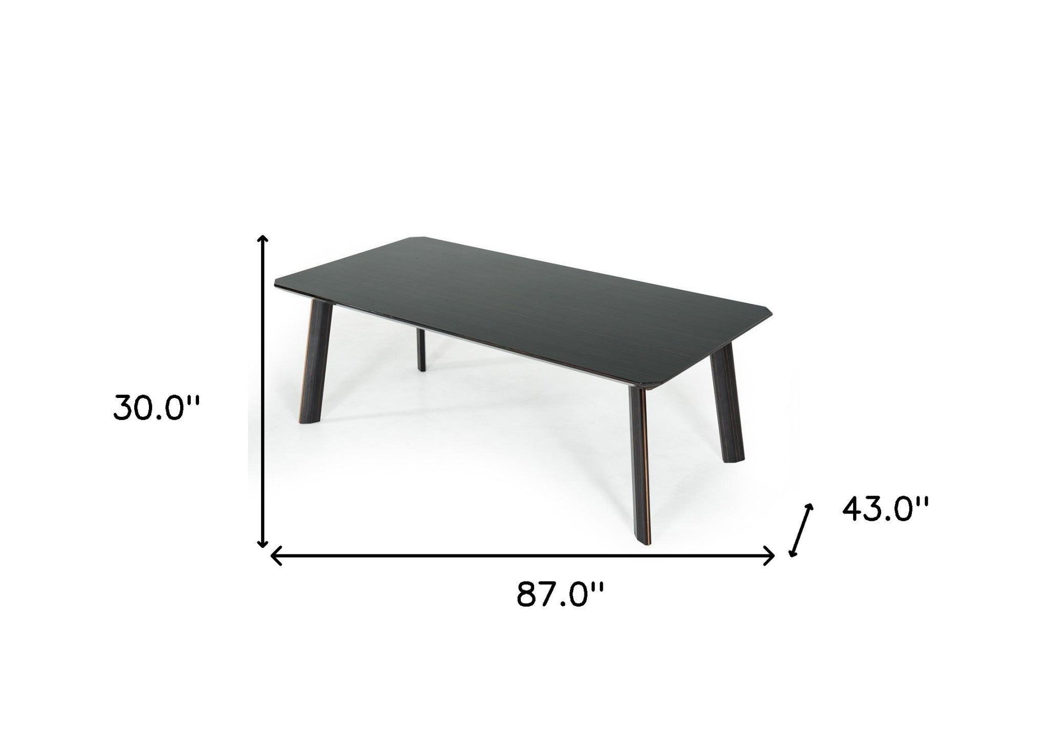 87" Black And Rose Gold Rectangular Dining Table