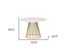 White And Gold Rounded Wood And Stainless Steel Dining Table 43