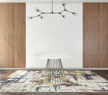 White And Gold Rounded Wood And Stainless Steel Dining Table 43