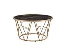 Gold Steel And Faux Black Marble Round Top Coffee Table 33