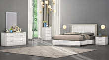 King White and Taupe High Gloss Bed Frame with LED Headboard