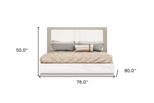 King White and Taupe High Gloss Bed Frame with LED Headboard