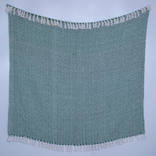 Green Woven Cotton Herringbone Throw