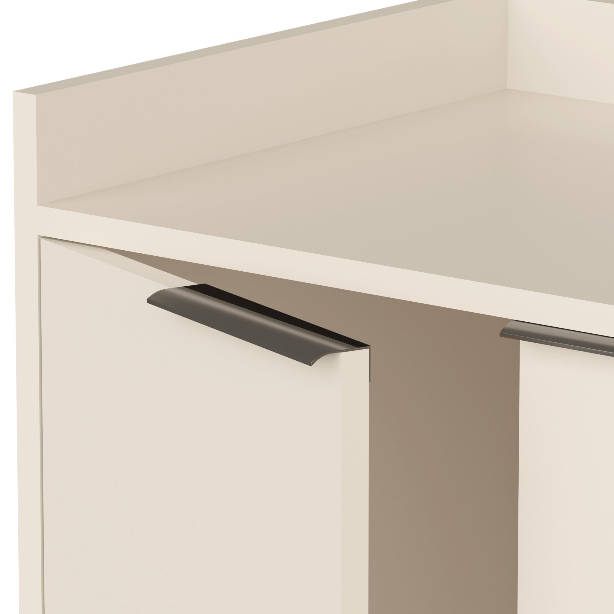 35" Off White and Natural Buffet Accent Chest With Three Shelves