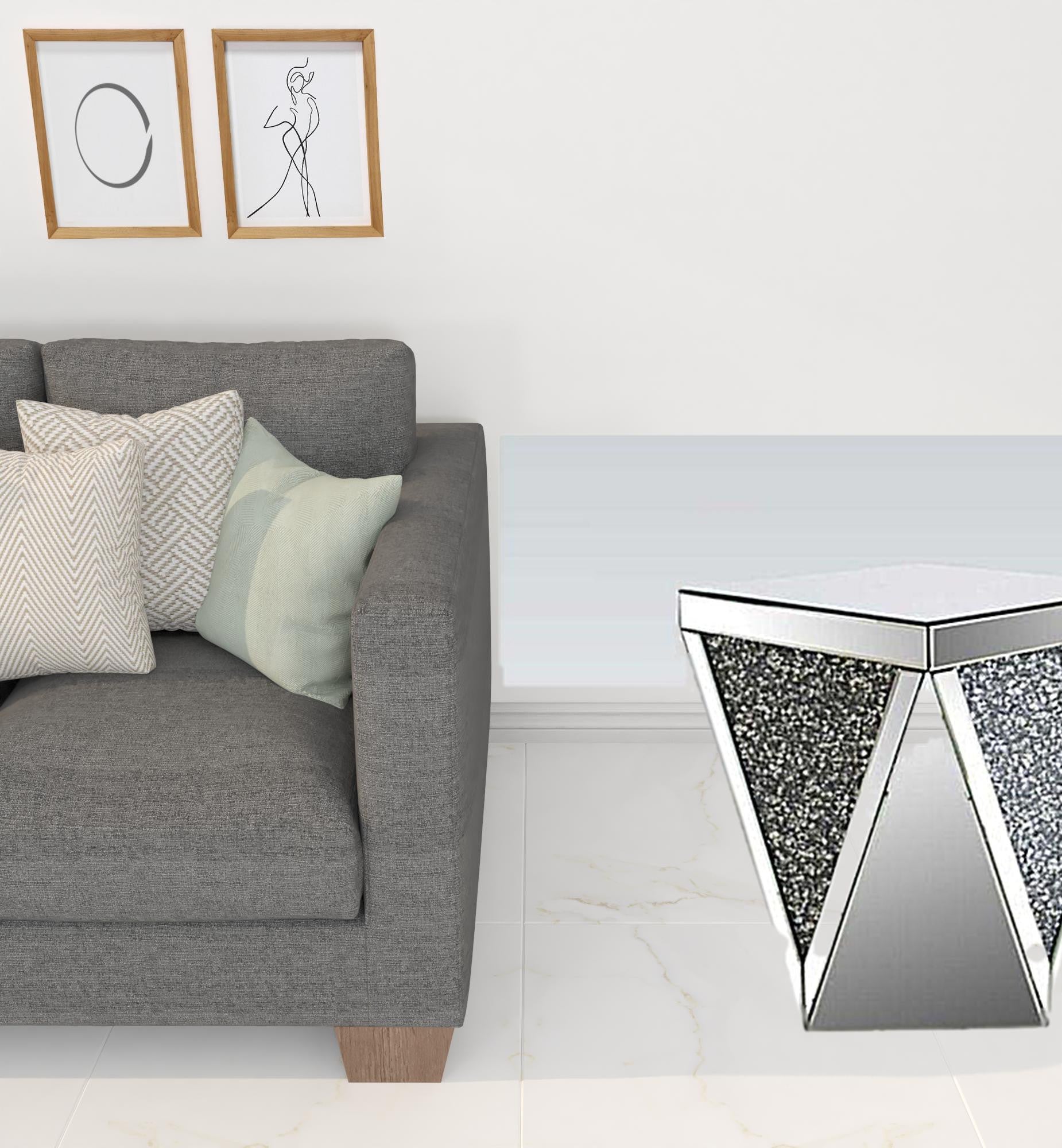 23" Mirrored Square End Table