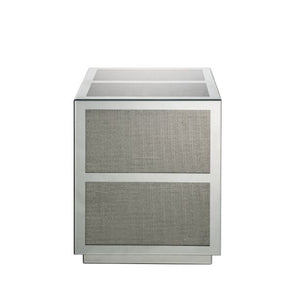 24" Silver And Clear Glass And Stone Square End Table