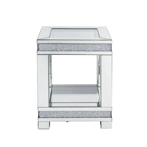24" Clear Glass And Manufactured Wood Square End Table With Shelf