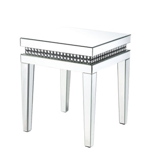 24" Silver Mirrored Square End Table