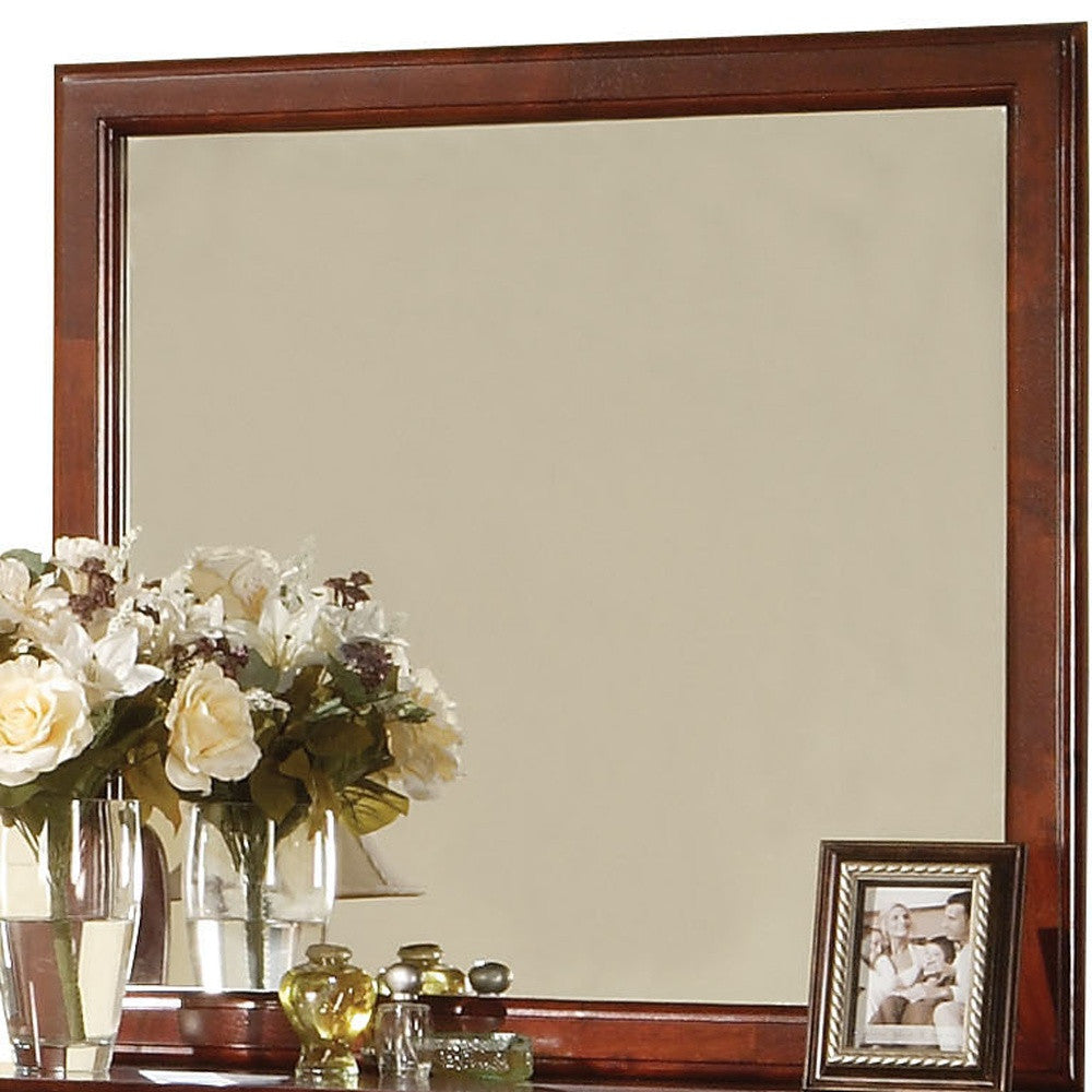 Cherry Rectangle Dresser Mirror Mounts To Dresser With Frame 38"