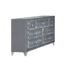 Gray Velvet Wood Seven Drawer Triple Dresser 60