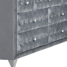 Gray Velvet Wood Seven Drawer Triple Dresser 60