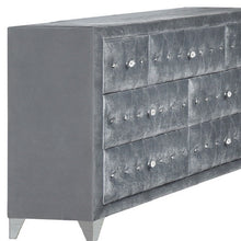 Gray Velvet Wood Seven Drawer Triple Dresser 60