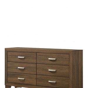 59" Oak Manufactured Wood Six Drawer Double Dresser