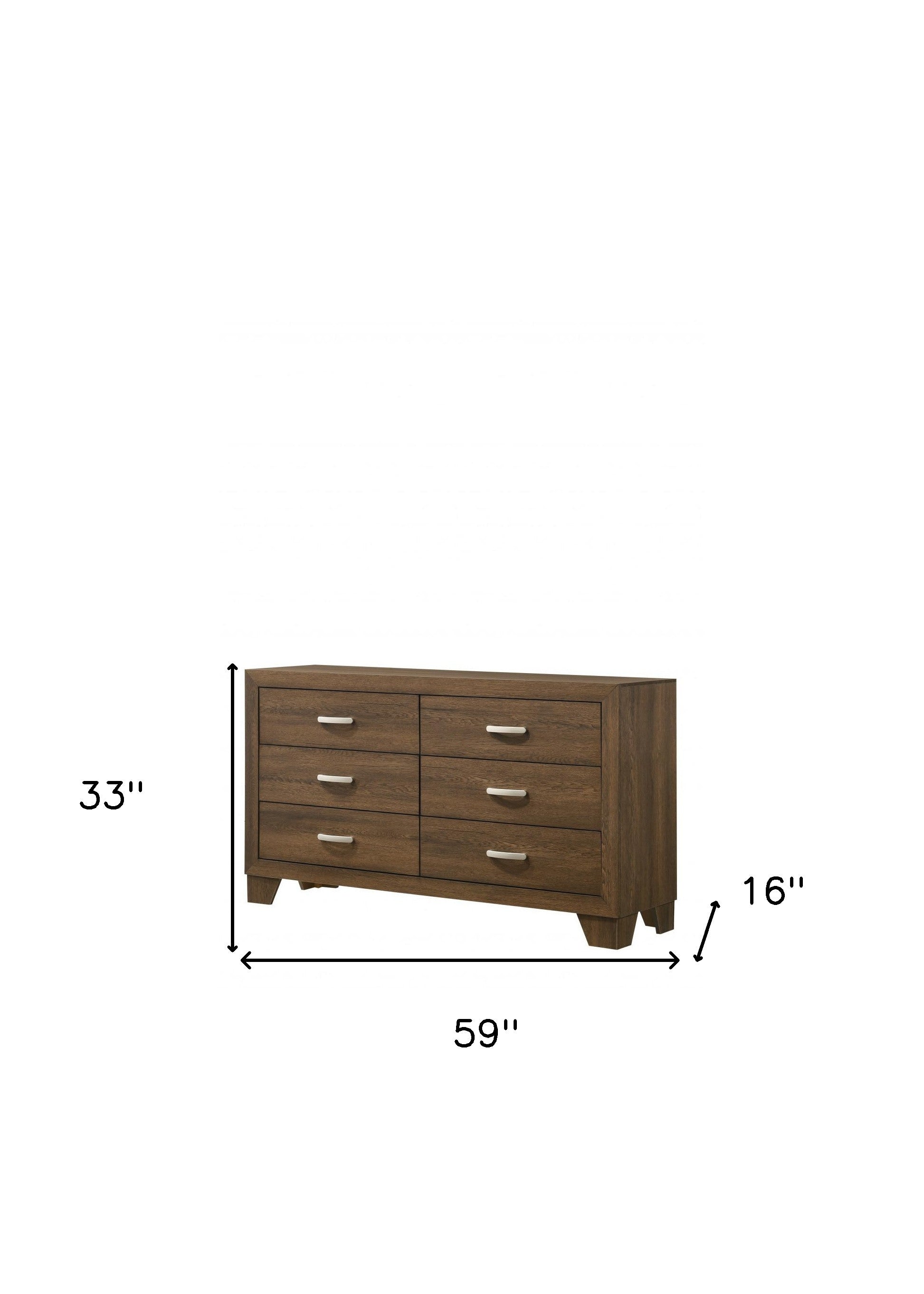 59" Oak Manufactured Wood Six Drawer Double Dresser