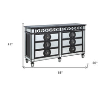 Black And Sliver Solid Wood Mirrored Six Drawer Double Dresser 68
