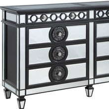 Black And Sliver Solid Wood Mirrored Six Drawer Double Dresser 68