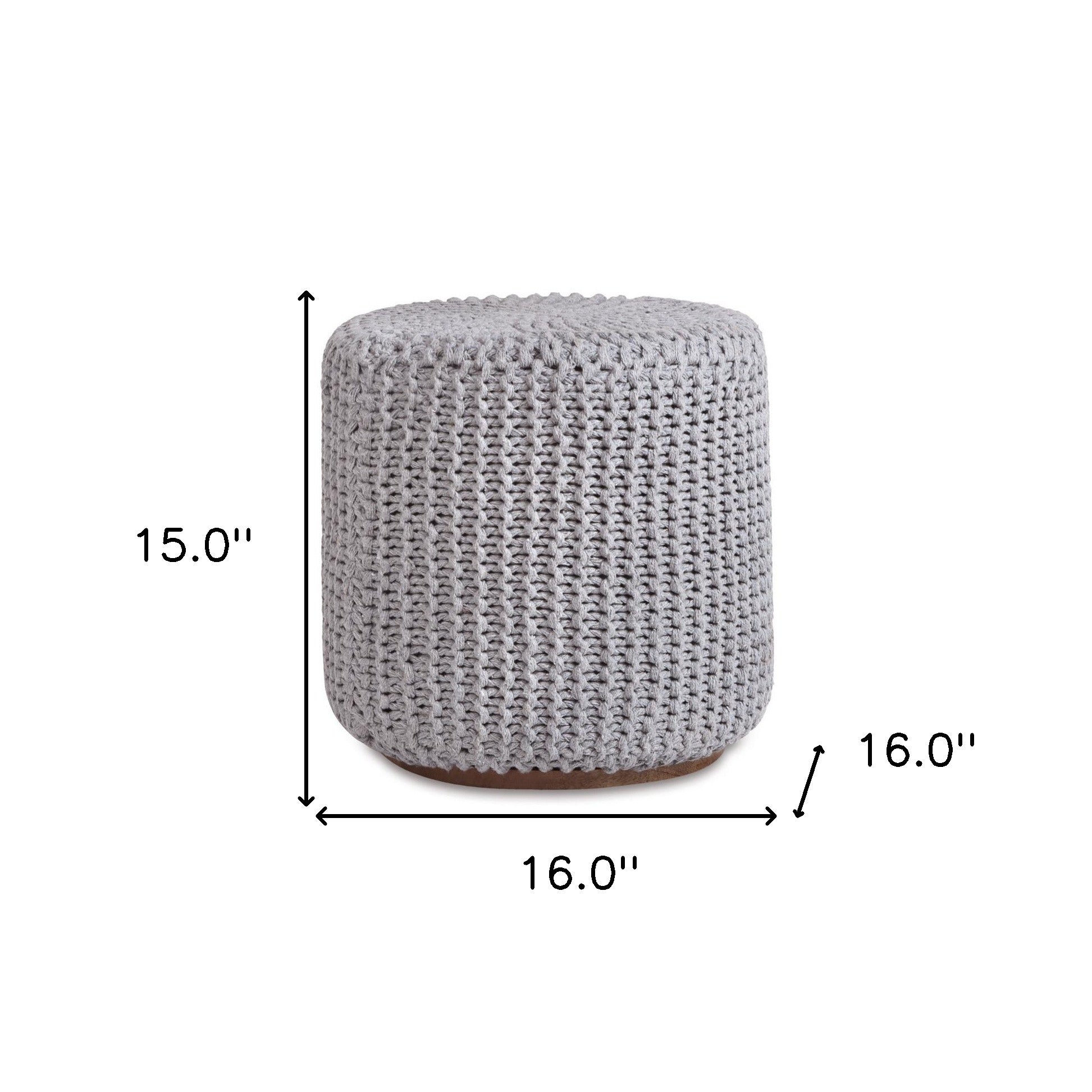 Mezcla de algodón gris claro de 16" con puf redondo marrón otomano