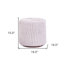 16 英寸白色棉混紡搭配棕色圓形坐墊腳凳