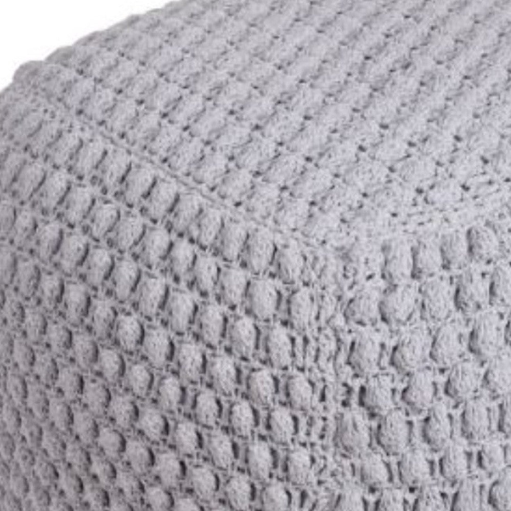18" Light Grey Cotton Blend Cube Pouf Ottoman