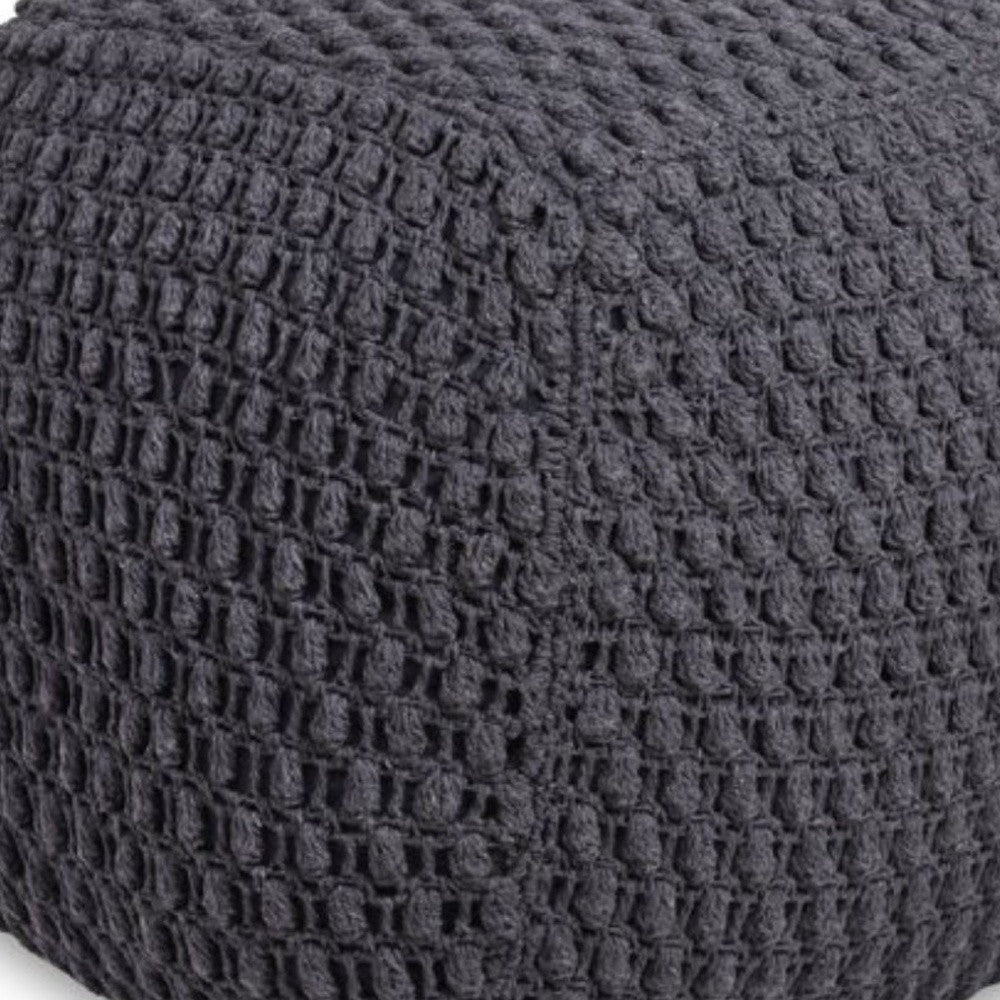 18" Dark Grey Cotton Blend Cube Pouf Ottoman
