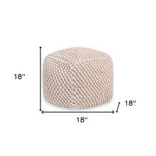 Otomana de cubo de mezcla de algodón color marfil de 18
