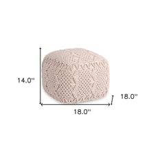 Puf otomano de cubo de mezcla de algodón color marfil de 18