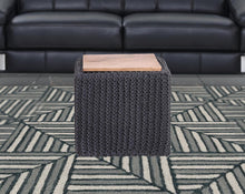 Otomana de cubo de puf de mezcla de algodón gris oscuro de 16