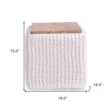 Otomana de cubo de puf de mezcla de algodón blanco de 16