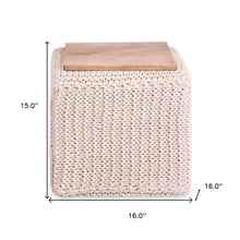 Puf de mezcla de algodón color marfil de 16