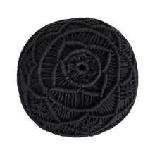 18 英寸黑色棉混紡圓形坐墊凳花卉腳凳