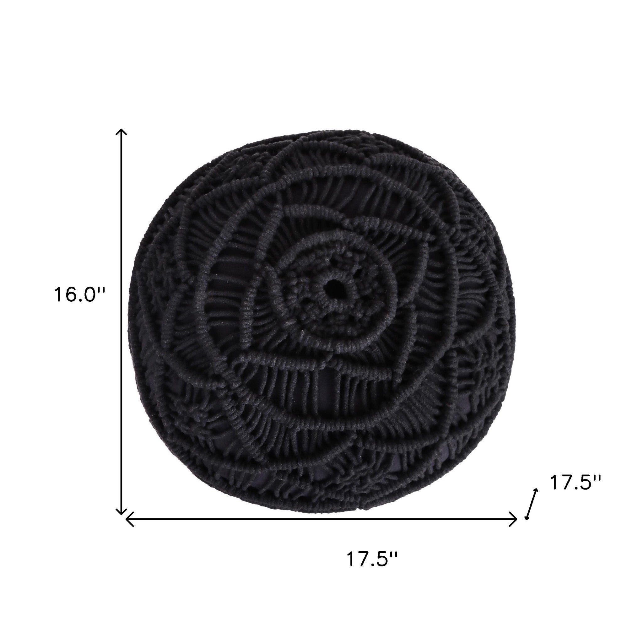 18 英寸黑色棉混紡圓形坐墊凳花卉腳凳