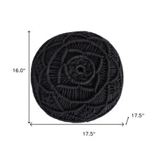 18 英寸黑色棉混紡圓形坐墊凳花卉腳凳