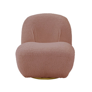 32" Pink Sherpa Solid Color Swivel Slipper Chair