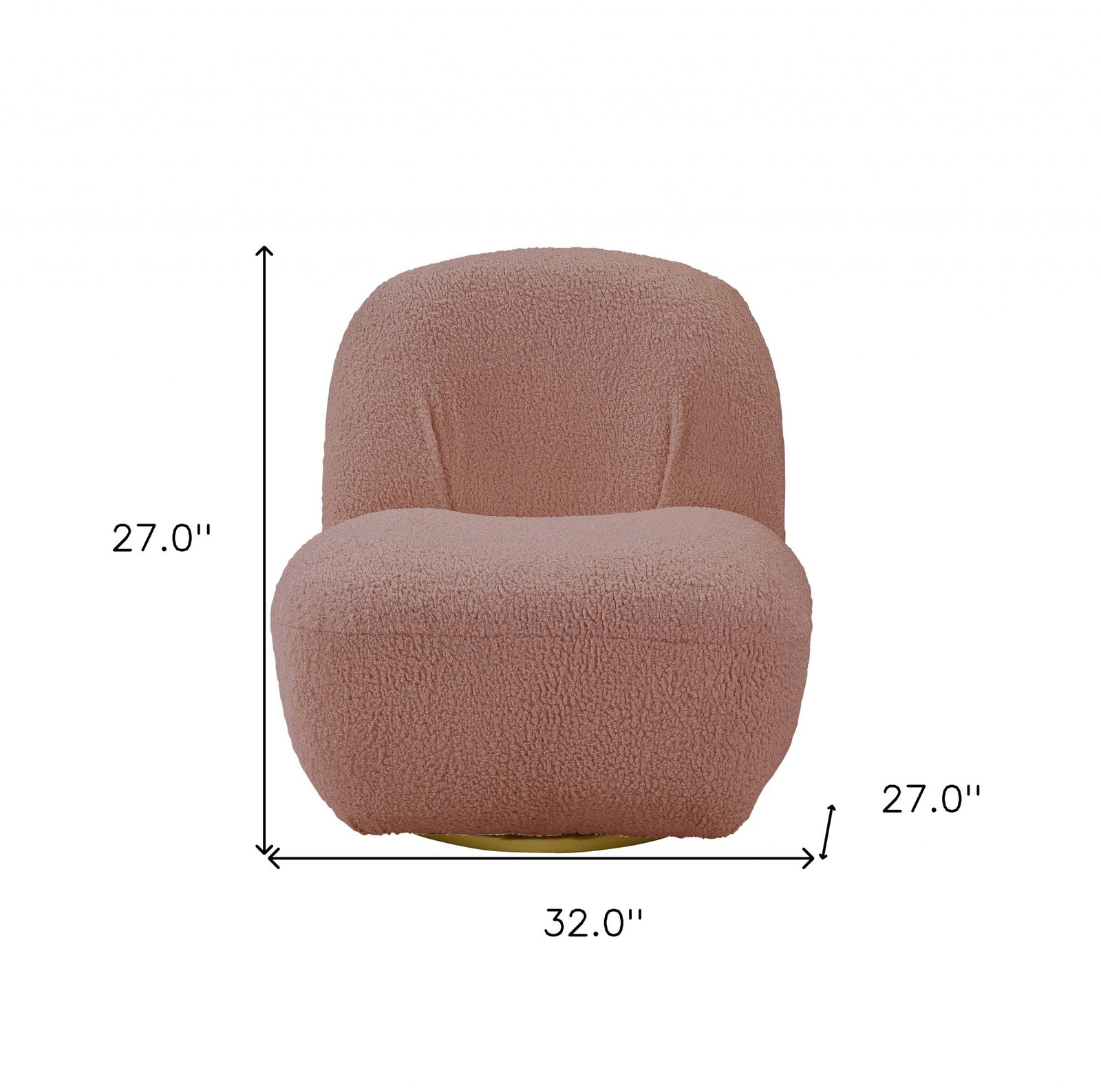 32" Pink Sherpa Solid Color Swivel Slipper Chair