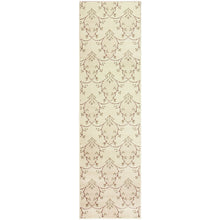 8' Runner Beige Green And Brown Floral Stain Resistant Runner Rug
