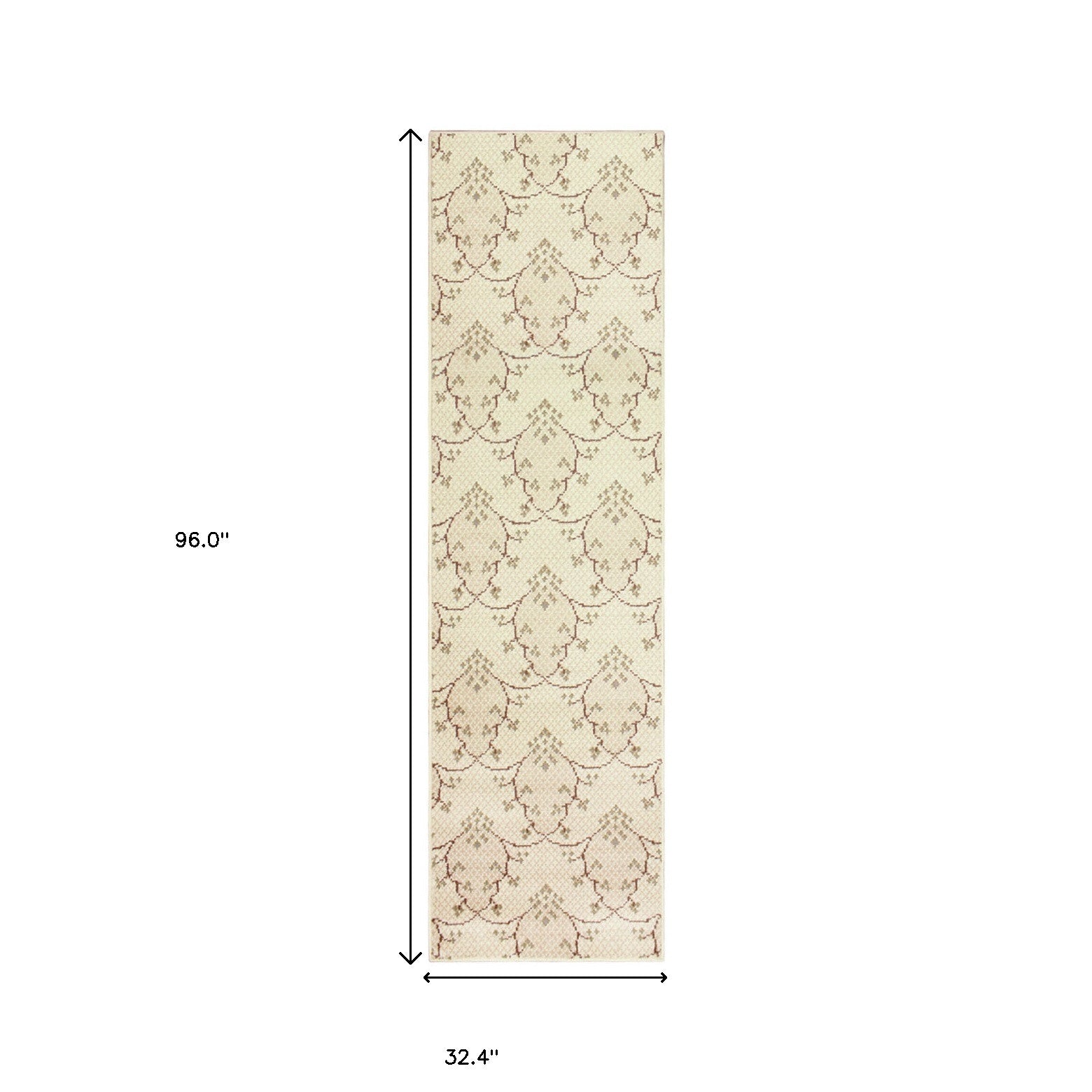 8' Runner Beige Green And Brown Floral Stain Resistant Runner Rug