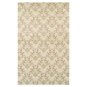 4' X 6' Beige Green and Brown Floral Vines Stain Resistant Area Rug