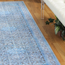 8' Shades Of Azure Oriental Power Loom Stain Resistant Runner Rug