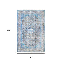 3' X 5' Shades Of Azure Oriental Stain Resistant Area Rug