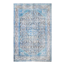 5' X 7' Shades Of Azure Oriental Medallion Stain Resistant Area Rug