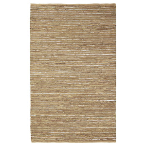 5' X 8' Camel Striped Handmade Leather Area Rug