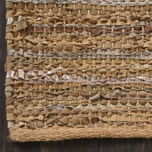 5' X 8' Camel Striped Handmade Leather Area Rug