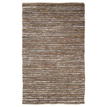 5' X 8' Desert Taupe Striped Handmade Leather Area Rug