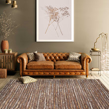5' X 8' Desert Taupe Striped Handmade Leather Area Rug