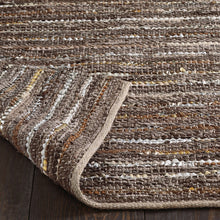 5' X 8' Desert Taupe Striped Handmade Leather Area Rug