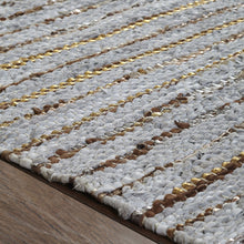5' X 8' Smoked Grey Striped Handmade Leather Area Rug