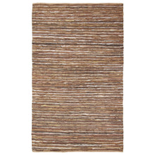 8' X 10' Baked Clay Striped Handmade Leather Area Rug